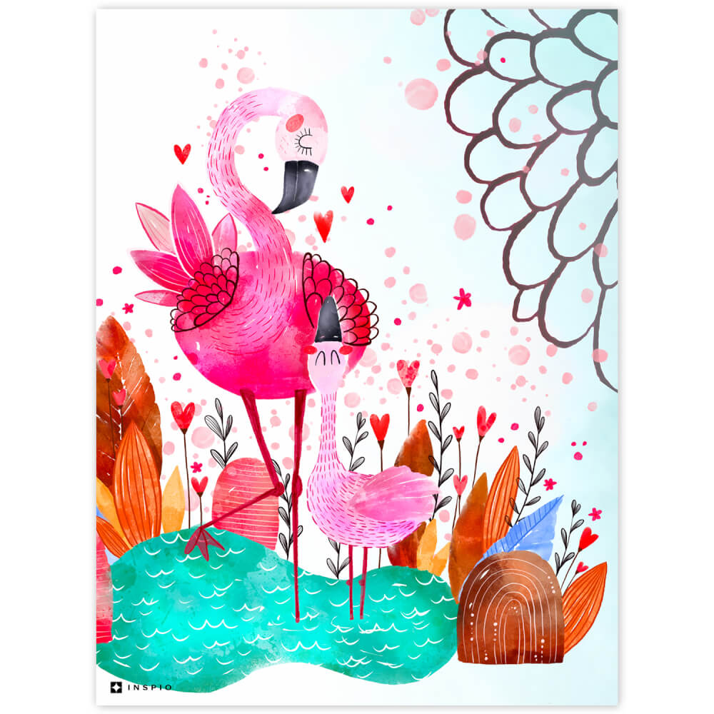 Seinapilt – roosad flamingod